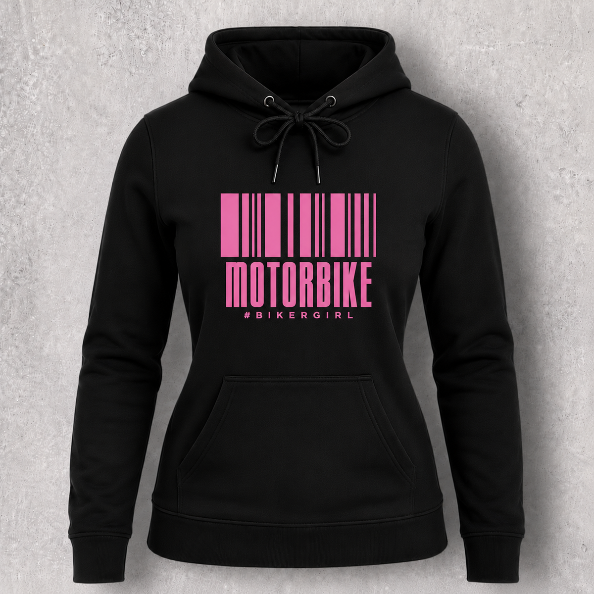 Sweat à capuche noir femme " Motorbike #bikergirl " pour motarde