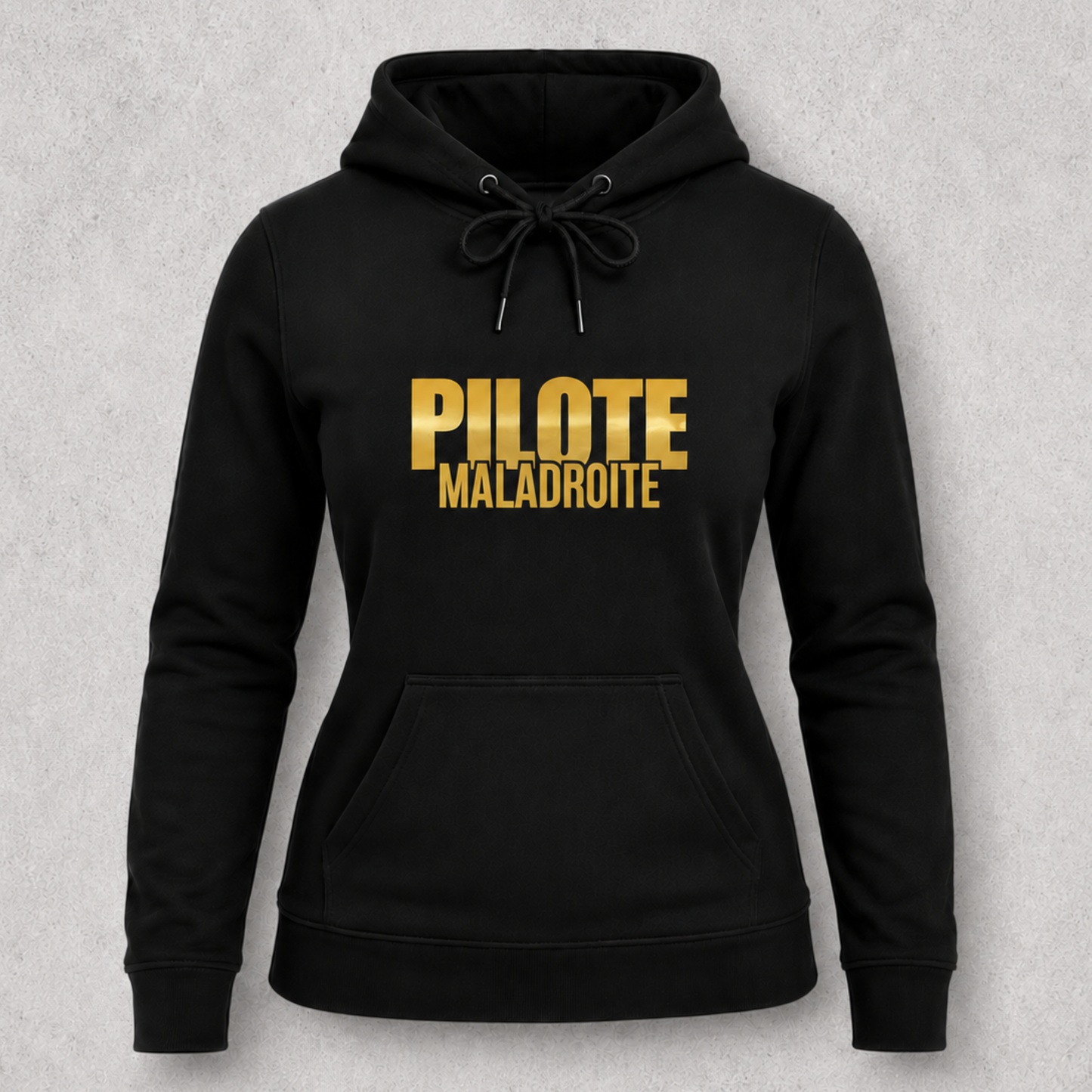 Sweat à capuche noir femme " Pilote maladroite "