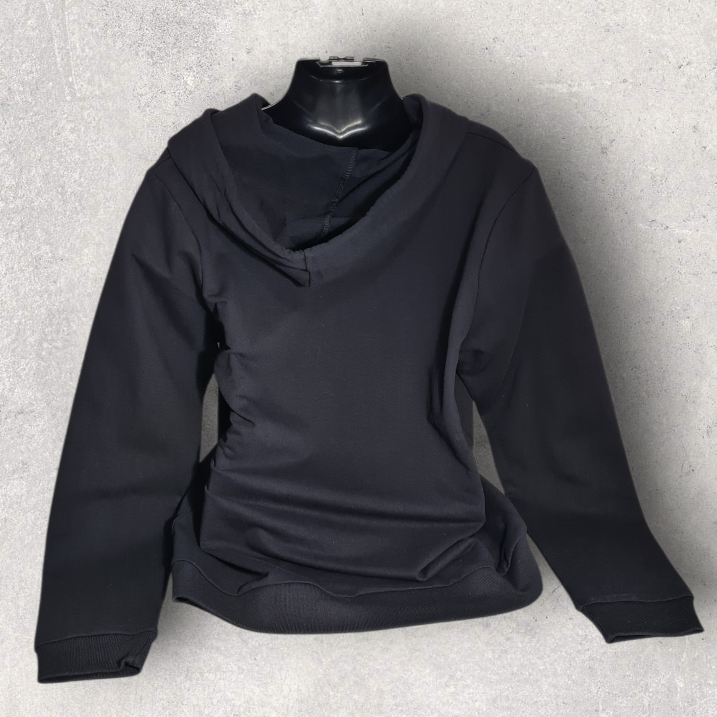 Sweat à capuche noir femme " Motarde tatouée " holographique