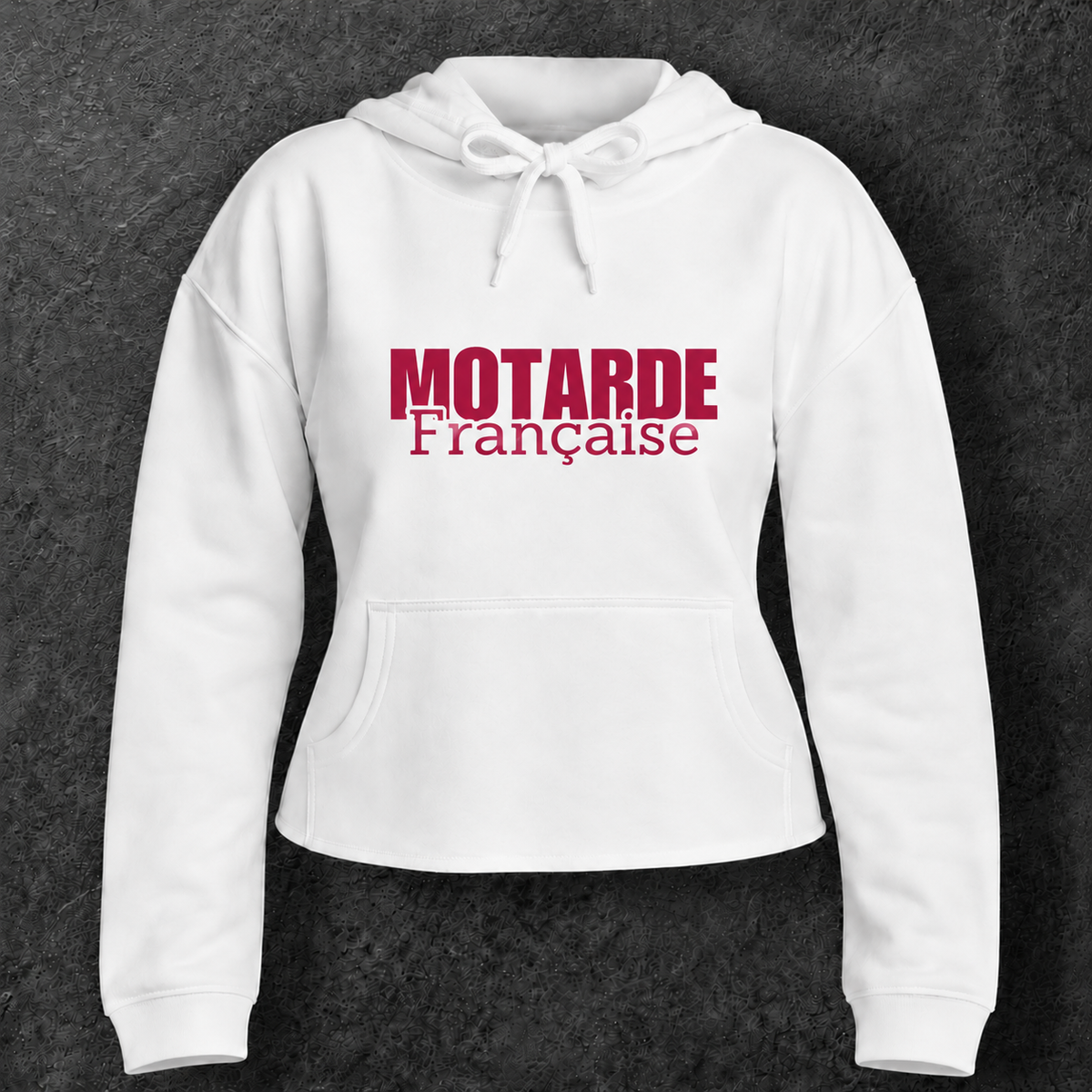 Sweat court à capuche " Motarde Française " rose red