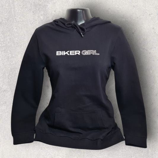 Sweat noir à capuche " Biker girl " pour motarde