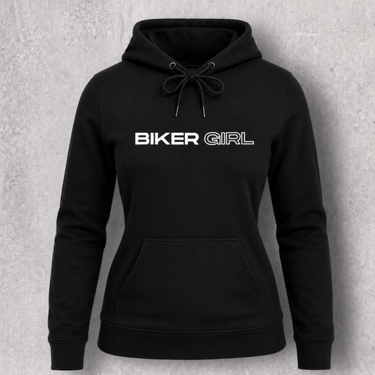 Sweat noir à capuche " Biker girl " pour motarde