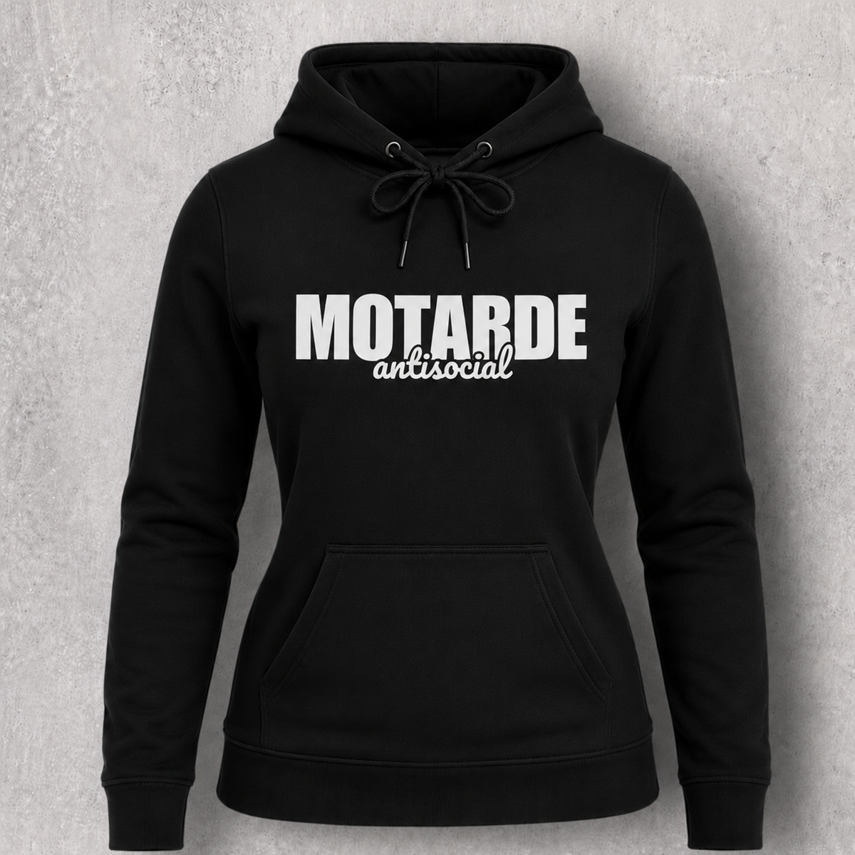 Sweat noir à capuche " Motarde antisocial "