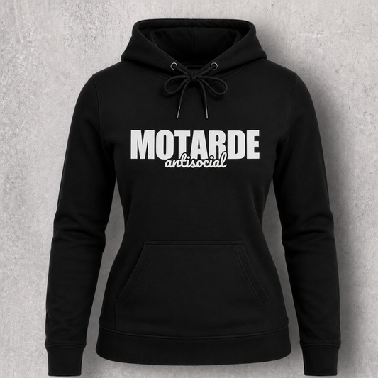 Sweat noir à capuche " Motarde antisocial "