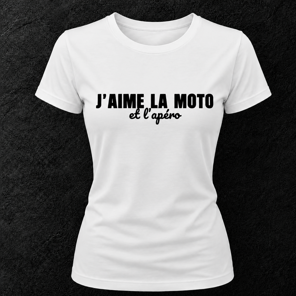 T-shirt blanc " J'aime la moto et l'apéro "