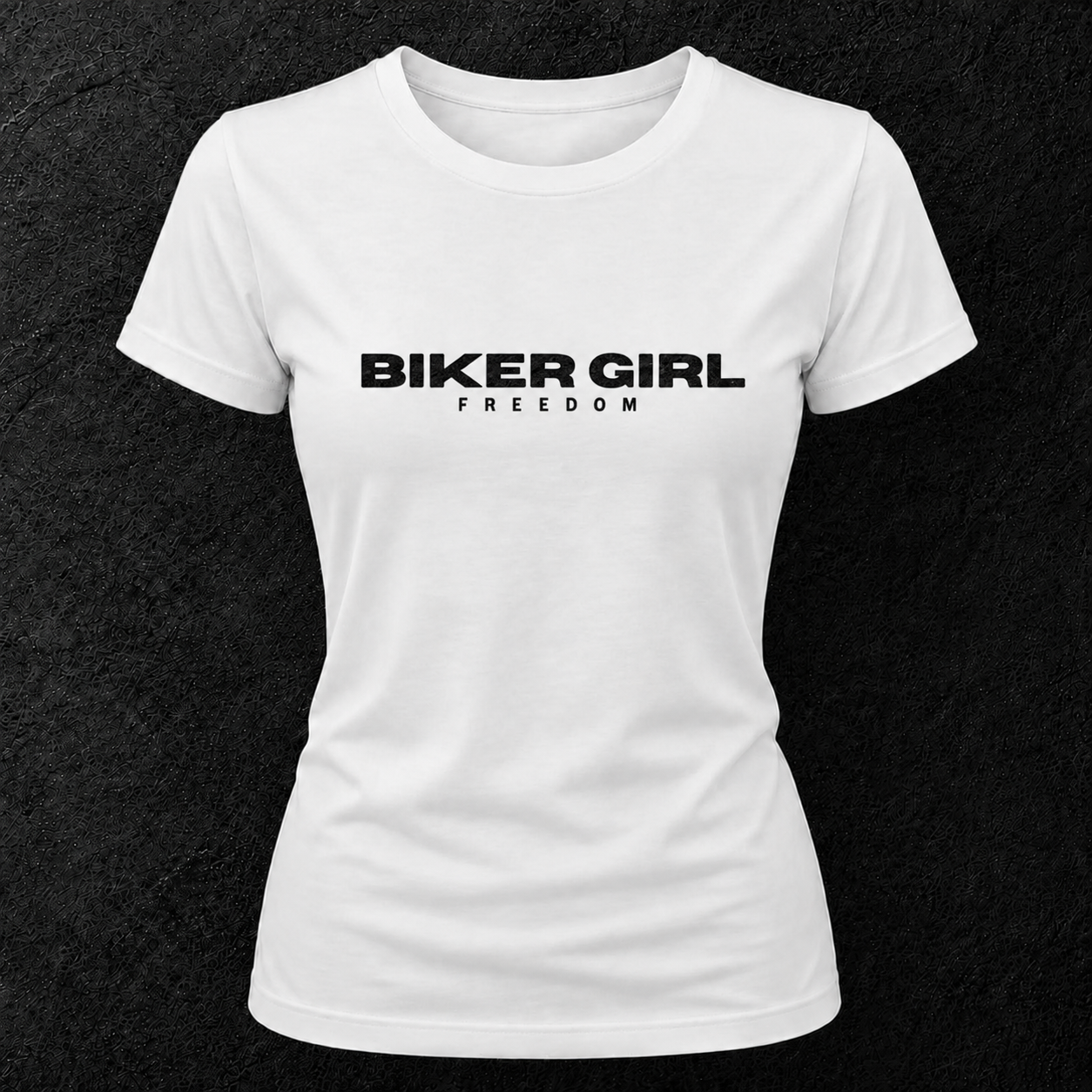 T-shirt blanc " Biker girl freedom " carbone