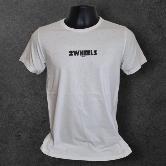 T-shirt blanc à manche courte homme " 2wheels mood " carbone pour motard