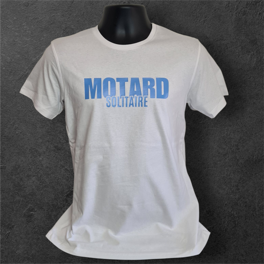 T-shirt blanc à manche courte homme " Motard solitaire "