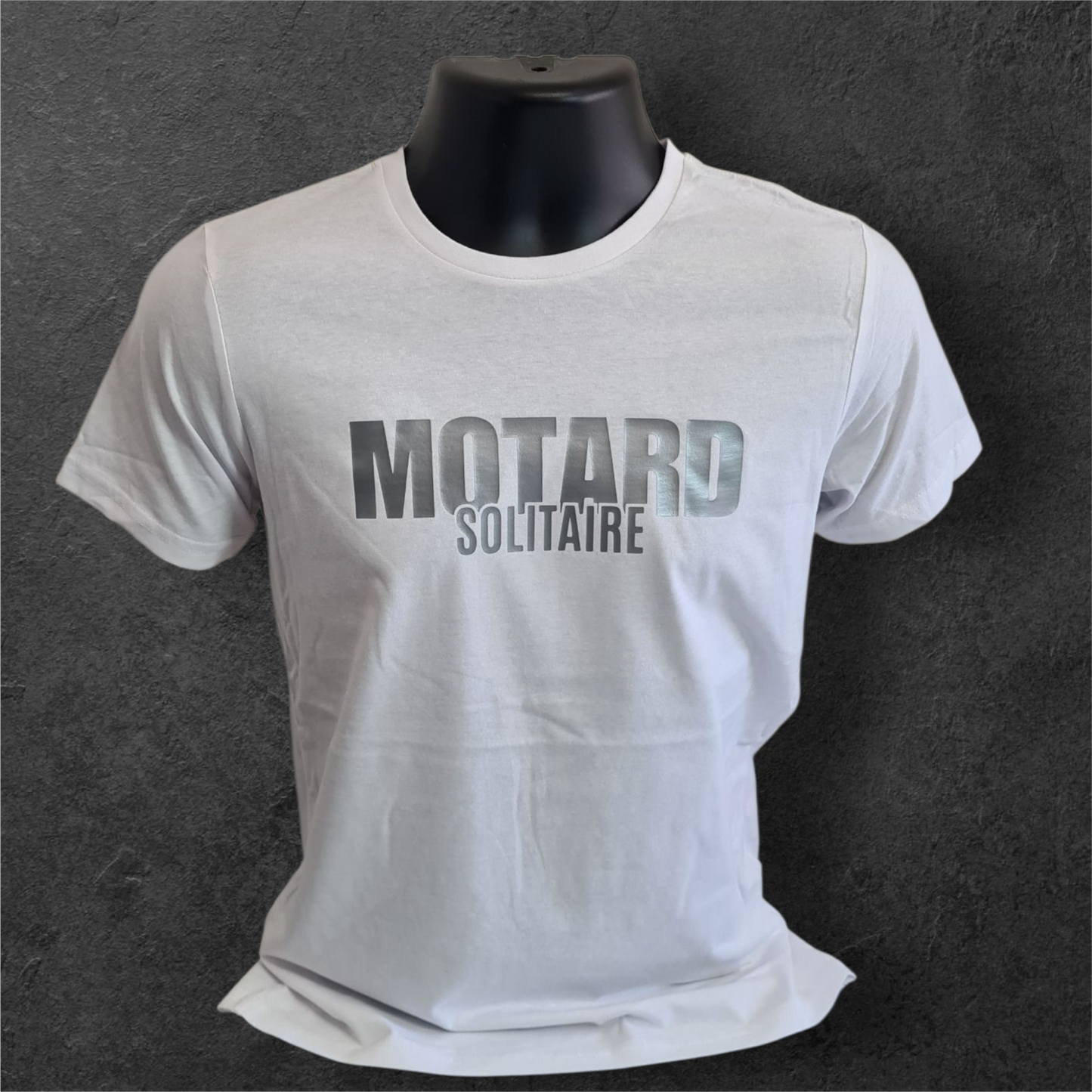 T-shirt blanc à manche courte homme " Motard solitaire "