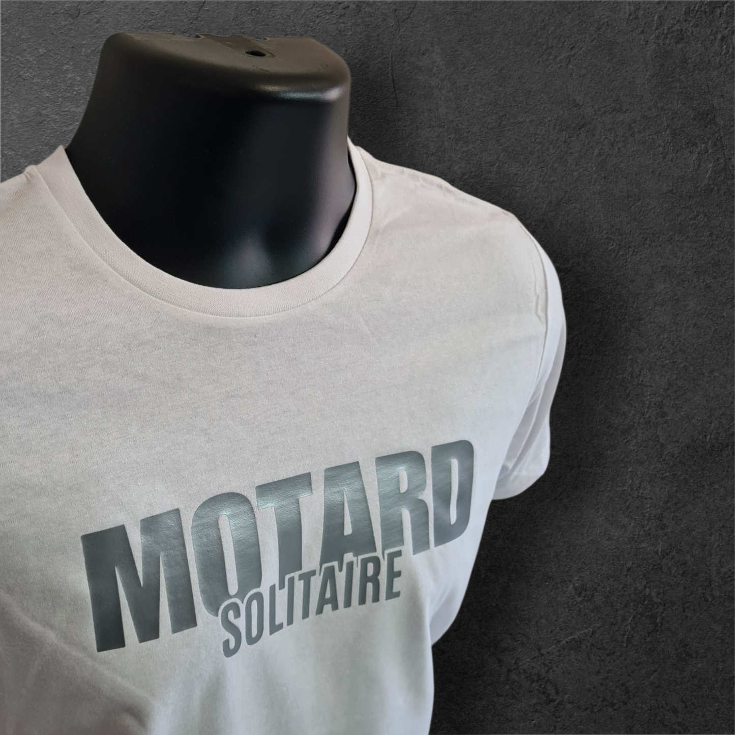 T-shirt blanc à manche courte homme " Motard solitaire "