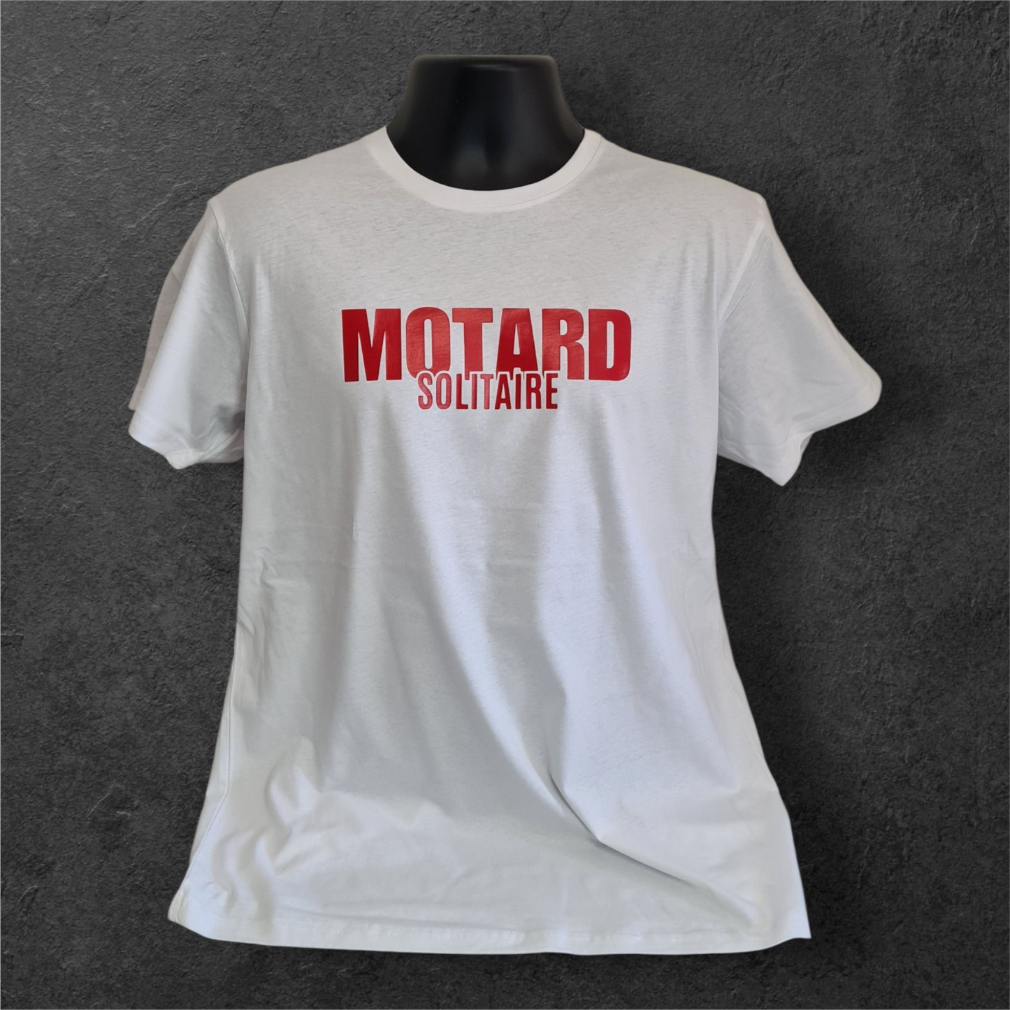 T-shirt blanc à manche courte homme " Motard solitaire "