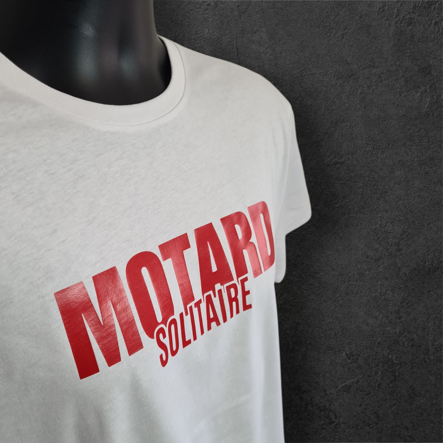 T-shirt blanc à manche courte homme " Motard solitaire "