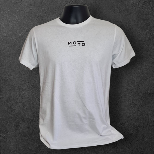 T-shirt blanc à manche courte homme " Moto "