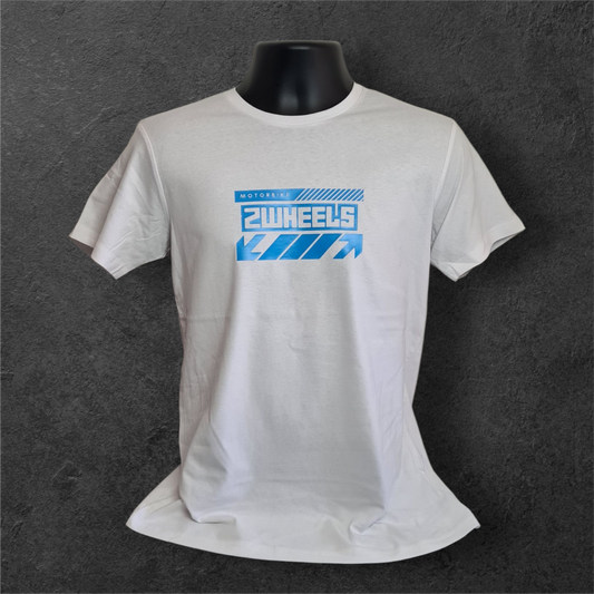 T-shirt blanc à manche courte homme " Motorbike 2wheels " pour motard