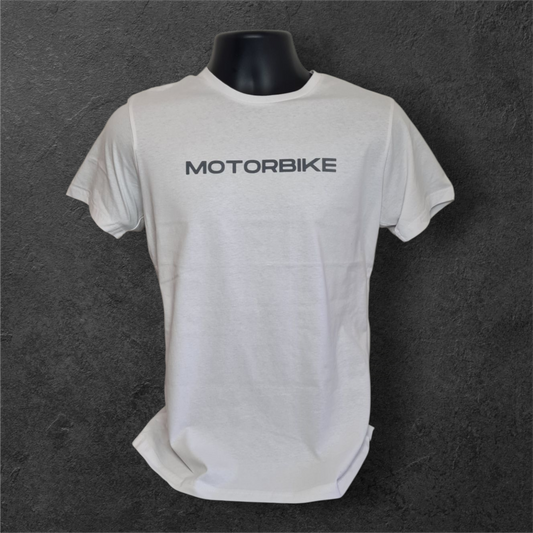 T-shirt blanc à manche courte homme " Motorbike " gris velours