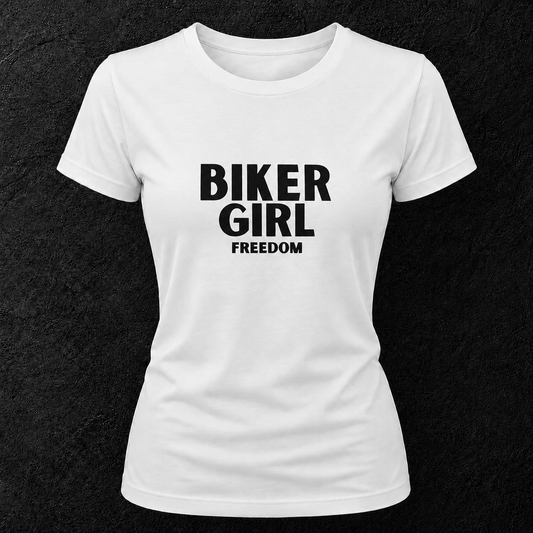 T-shirt blanc " Biker girl freedom "