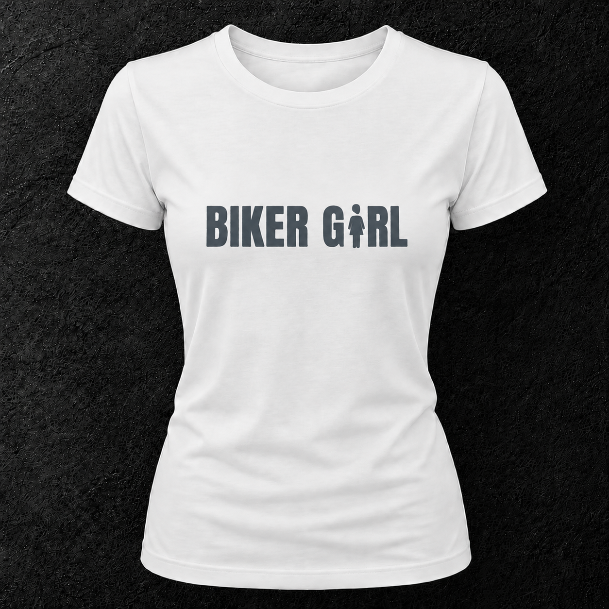 T-shirt blanc " Biker girl " gris velours