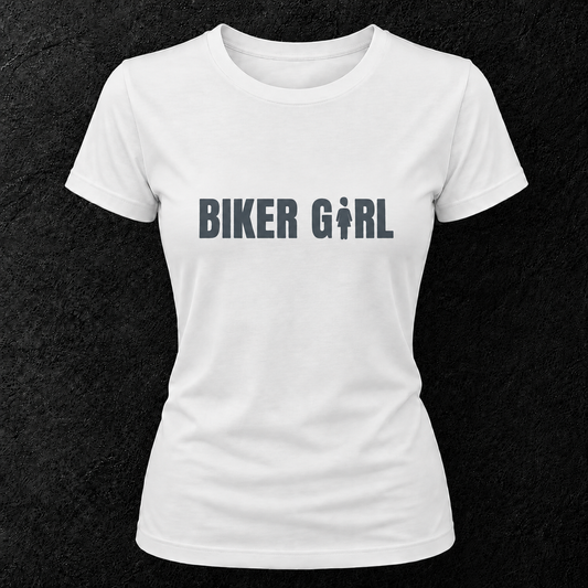 T-shirt blanc " Biker girl " gris velours