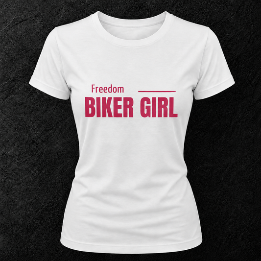 T-shirt blanc " Freedom Biker girl "
