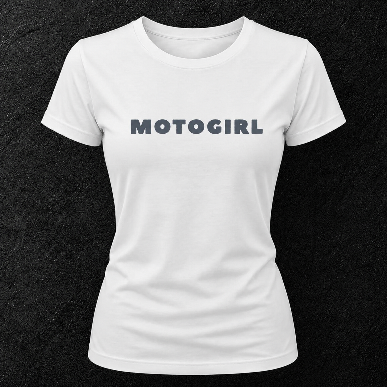 T-shirt blanc " Motogirl " gris velours