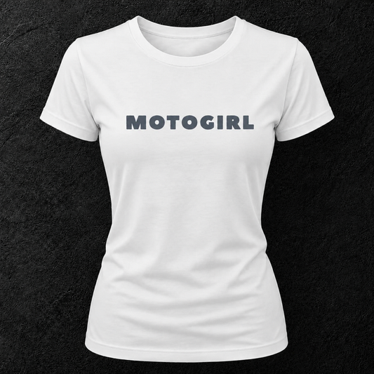 T-shirt blanc " Motogirl " gris velours