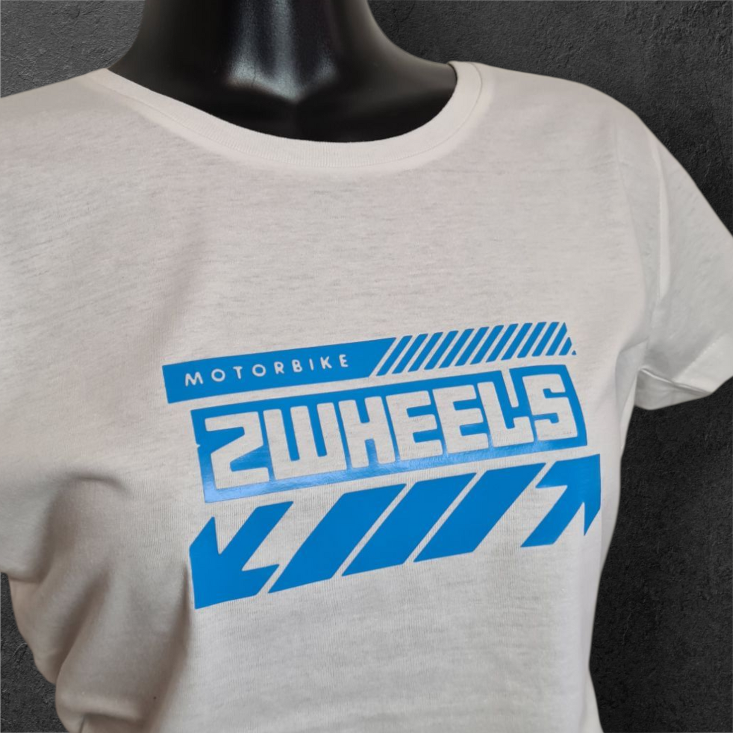 T-shirt blanc femme à manche courte " motorbike 2wheels "