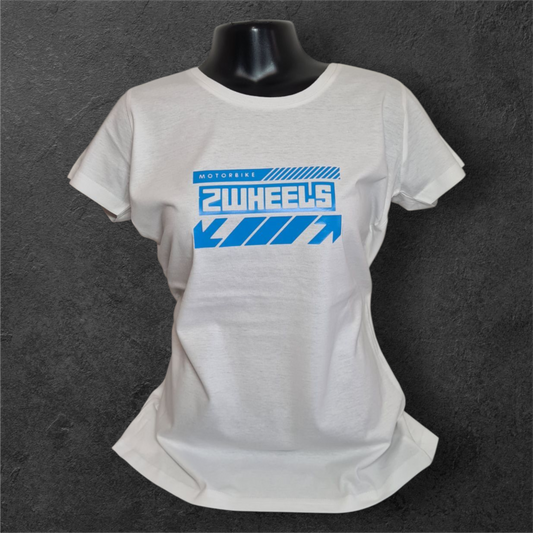 T-shirt blanc femme à manche courte " motorbike 2wheels "