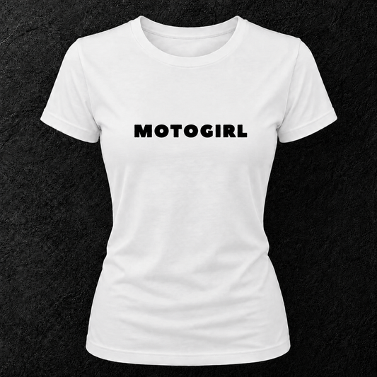 T-shirt blanc " motogirl "