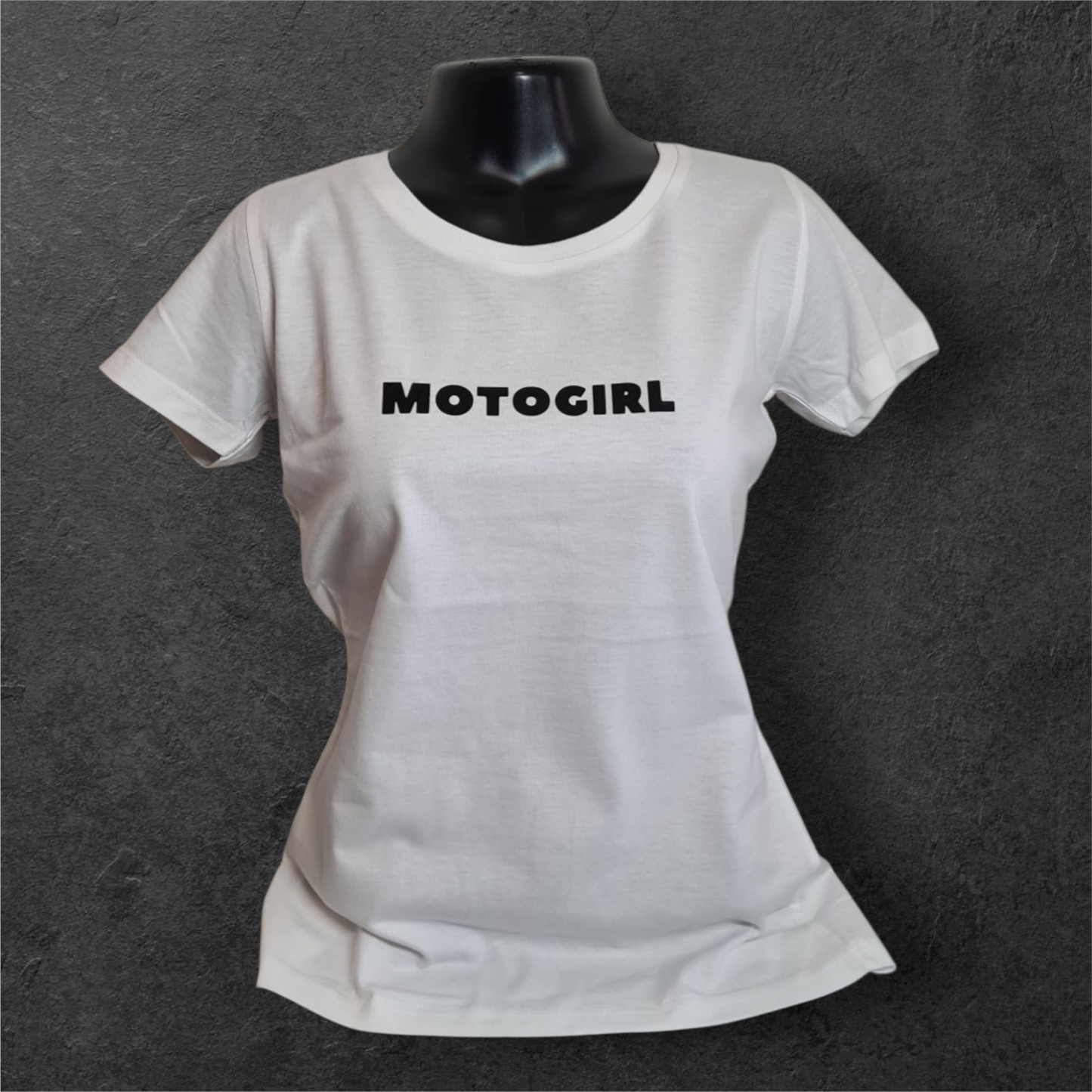 T-shirt blanc femme manche courte " moto girl " pour motarde