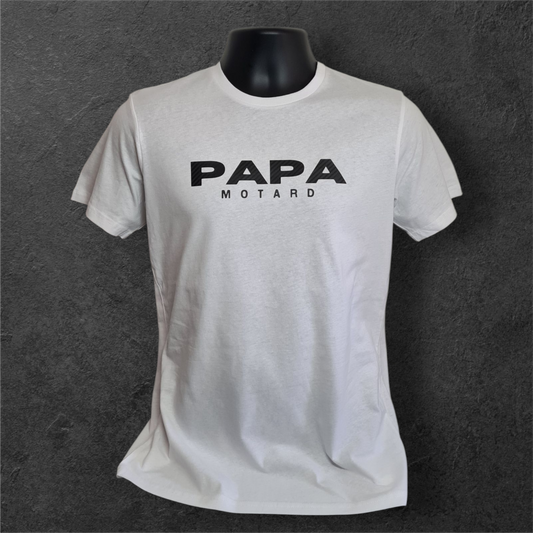 T-shirt blanc homme à manche courte " Papa motard " carbone