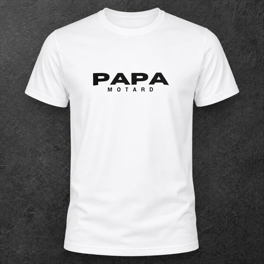 T-shirt blanc " Papa motard " carbone