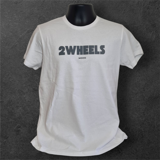 T-shirt blanc manche courte homme pour motard " 2wheels mood " gris velours