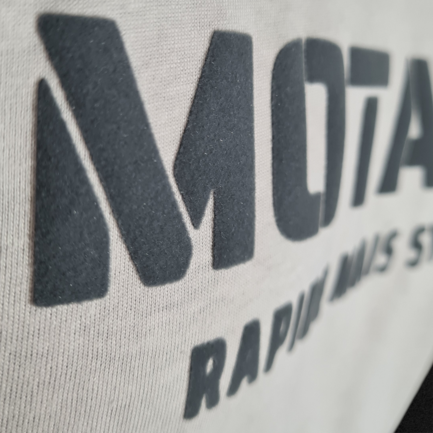T-shirt blanc " Motard rapide mais sympa " gris velours