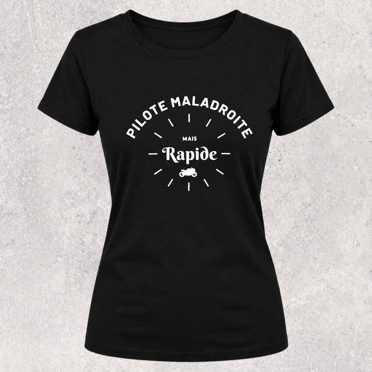 T-shirt noir " Pilote maladroite mais rapide "