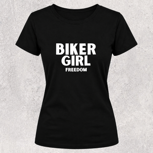 T-shirt noir " Biker girl freedom "