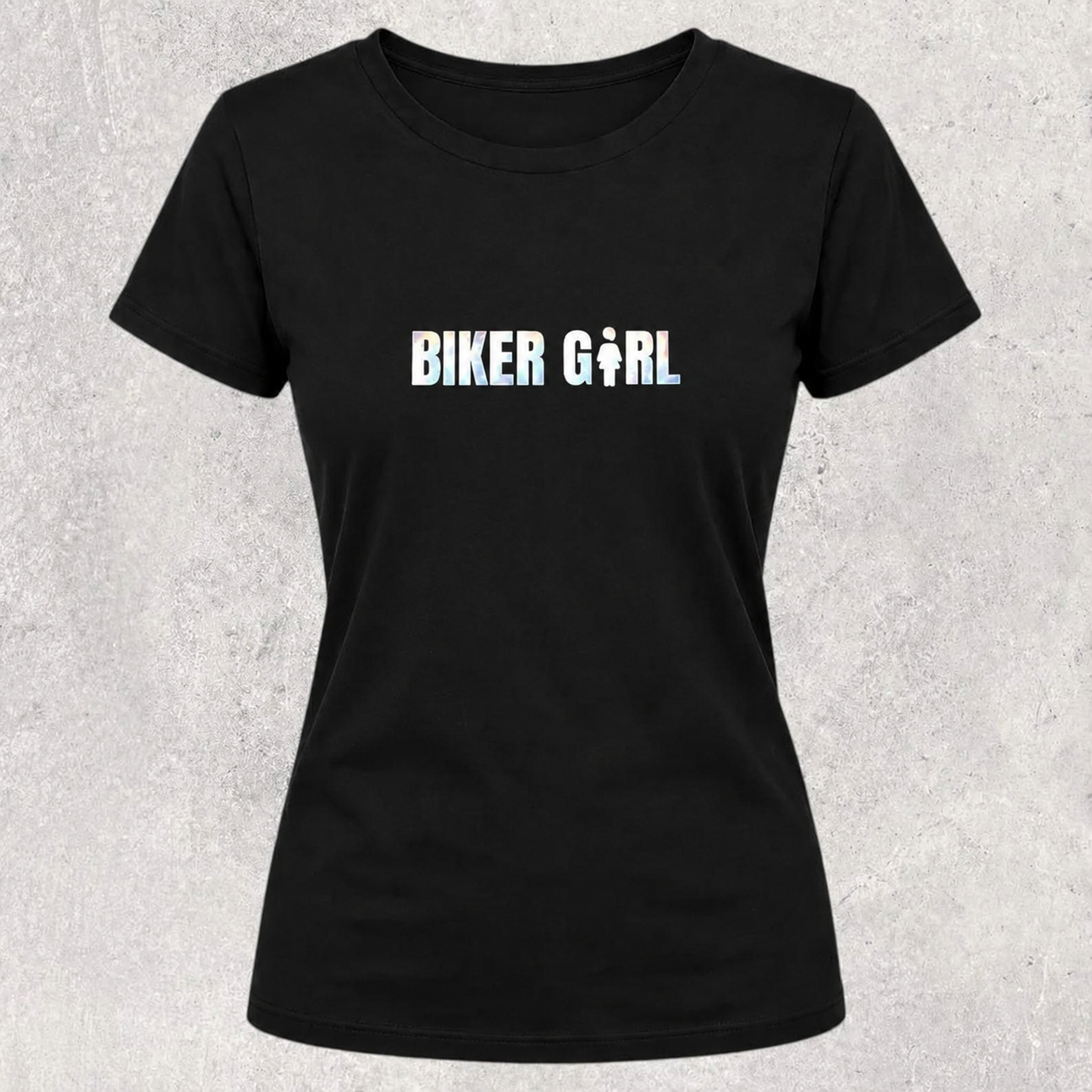 T-shirt noir " Biker girl " holographique