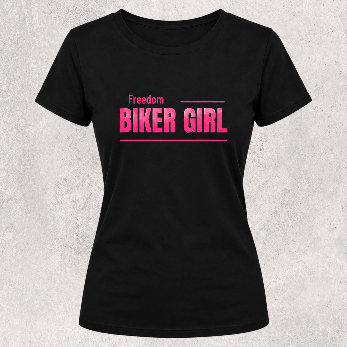 T-shirt noir " Freedom biker girl " pour motarde