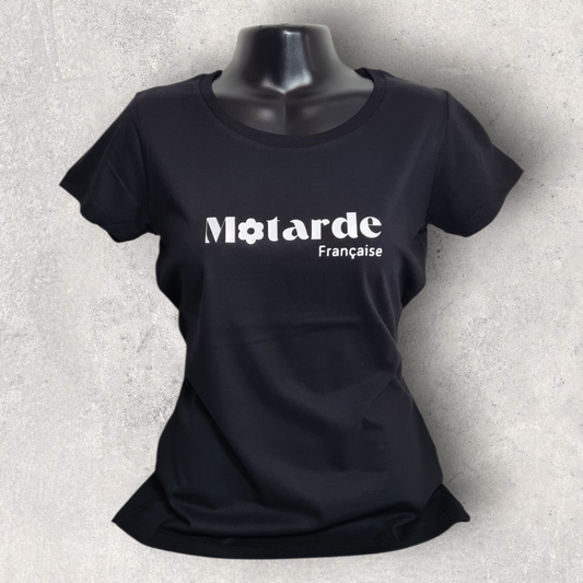 T-shirt noir à manche courte femme " Motarde Française "