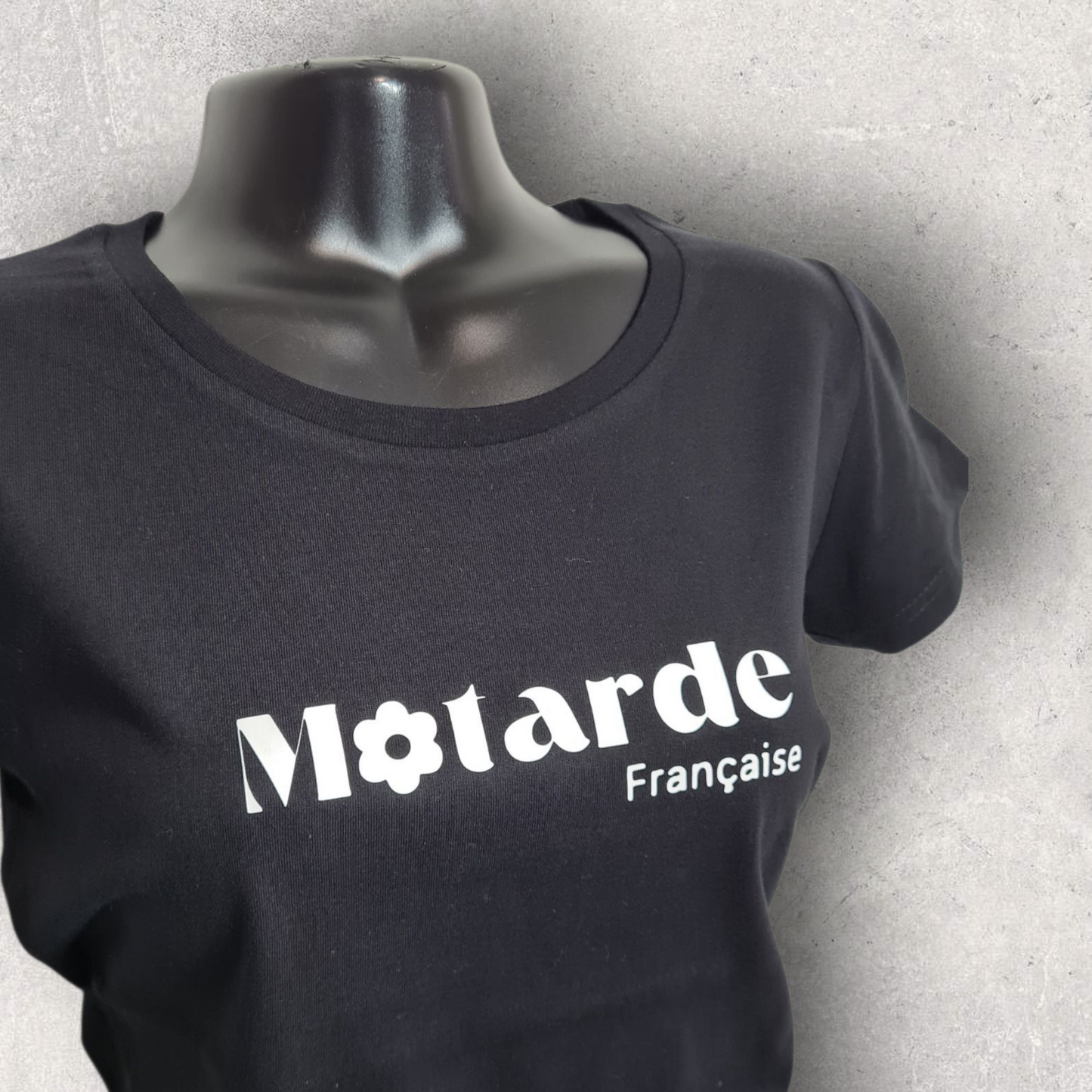 T-shirt noir à manche courte femme " Motarde Française "