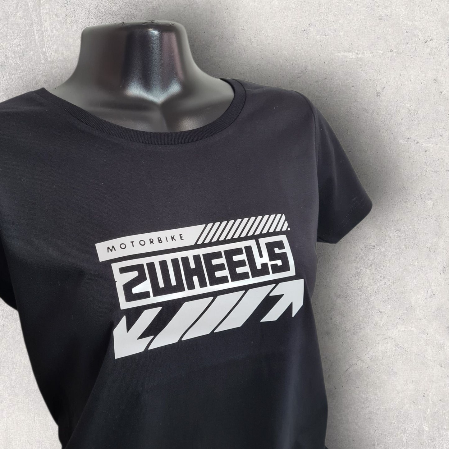 T-shirt noir à manche courte femme " Motorbike 2wheels "