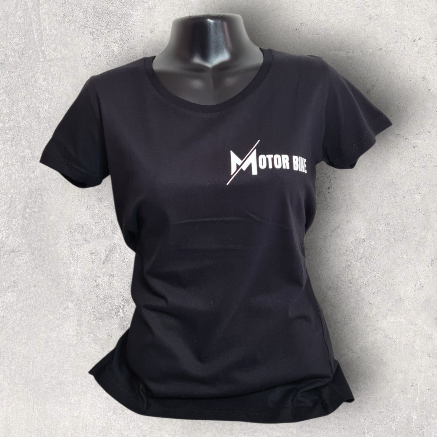 T-shirt noir à manche courte femme " Motorbike " pour motarde