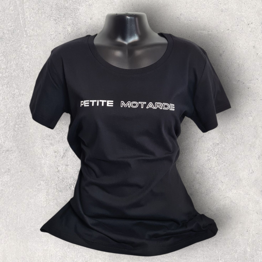 T-shirt noir à manche courte femme " Petite motarde "