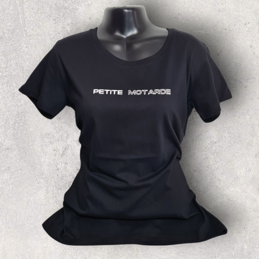 T-shirt noir à manche courte femme " Petite motarde "