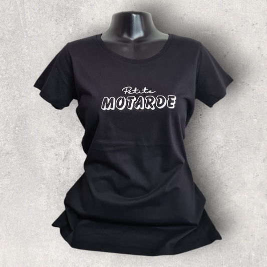 T-shirt noir à manche courte femme " Petite motarde "