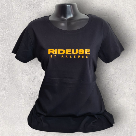 T-shirt noir à manche courte femme " Rideuse et râleuse "