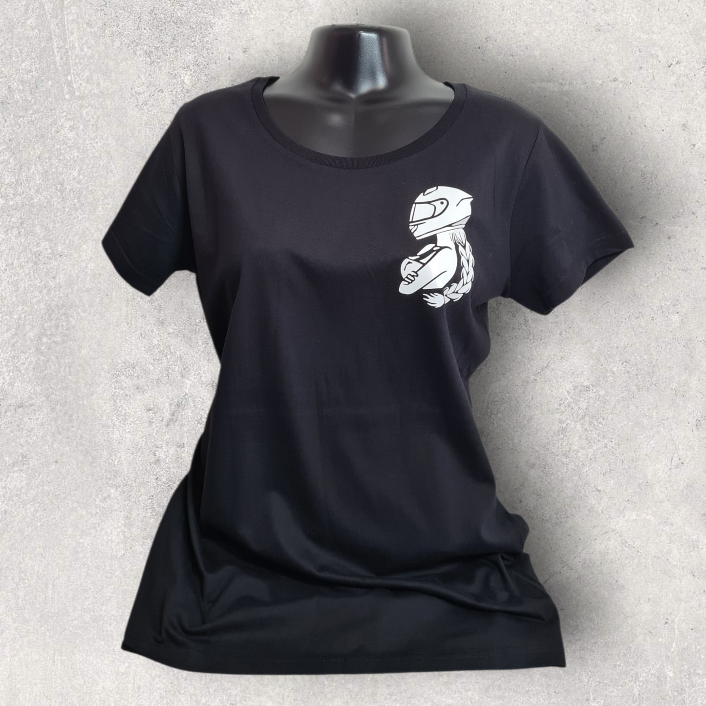 T-shirt noir à manche courte femme pour motarde