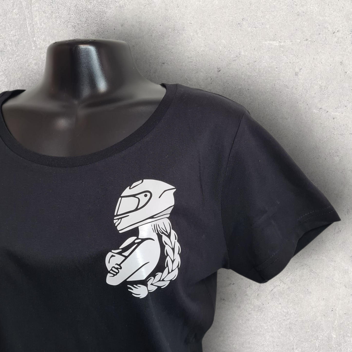 T-shirt noir à manche courte femme pour motarde