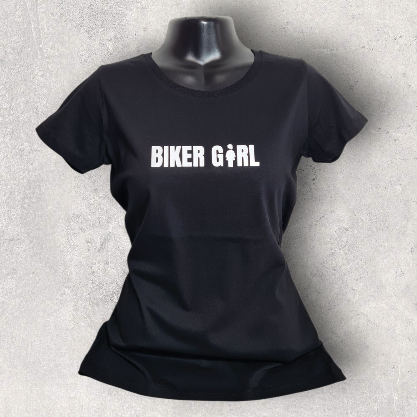 T-shirt noir femme à manche courte " Biker girl "